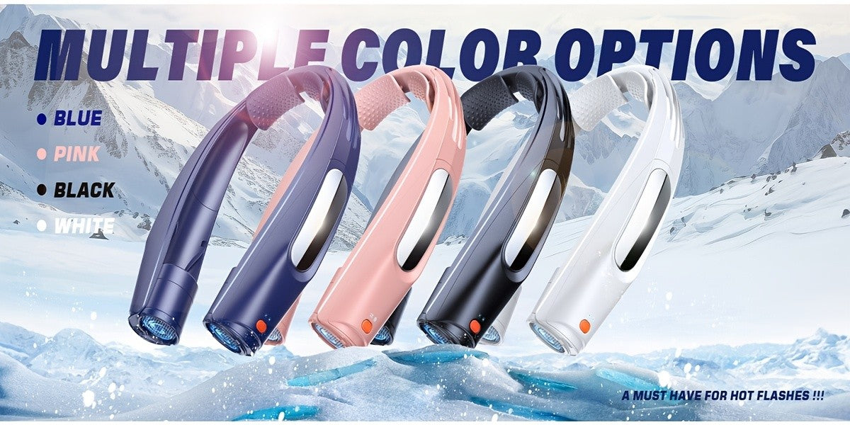Portable Neck Fan Hands Free Wearable Personal Fan 3000mAh USB Rechargeable 6 Adjustable Speeds Cooling Fan for Camping Outdoor Office Travel Home Black White