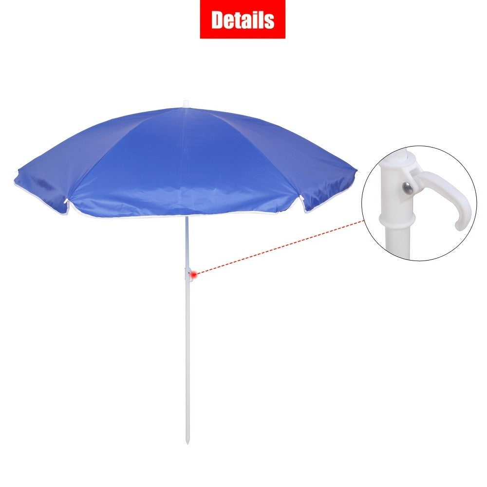 2-Seat Folding Outdoor Chair with Removable Sun Umbrella - Portable Double Camping Chair with Handrails for Fishing Beach Sunbathing Patio - Durable Steel Frame Oxford Fabric Lawn Chair