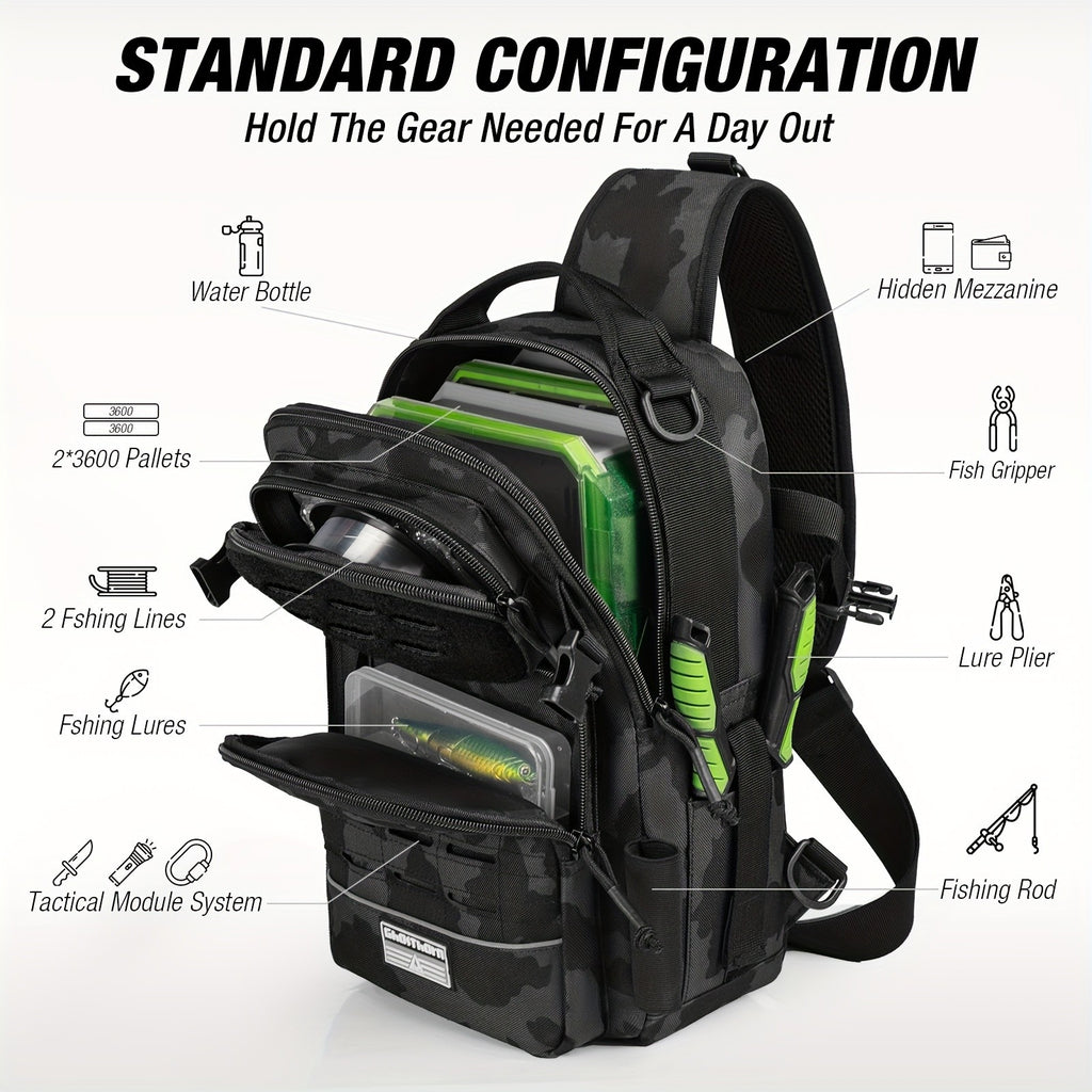 Tactical Camouflage Shoulder Bag – Military Style Crossbody Sling Bag for Outdoor Hiking Camping Hunting Travel Men Women Black Green Khaki Camo