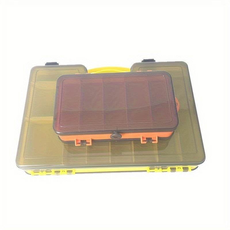 Fishing Tackle Box Two-Sided Storage Portable - Multi-Functional Lure Organizer for Bass Trout Freshwater Saltwater Fishing, Large & Extra Large Sizes, Orange Red Yellow Blue Black White