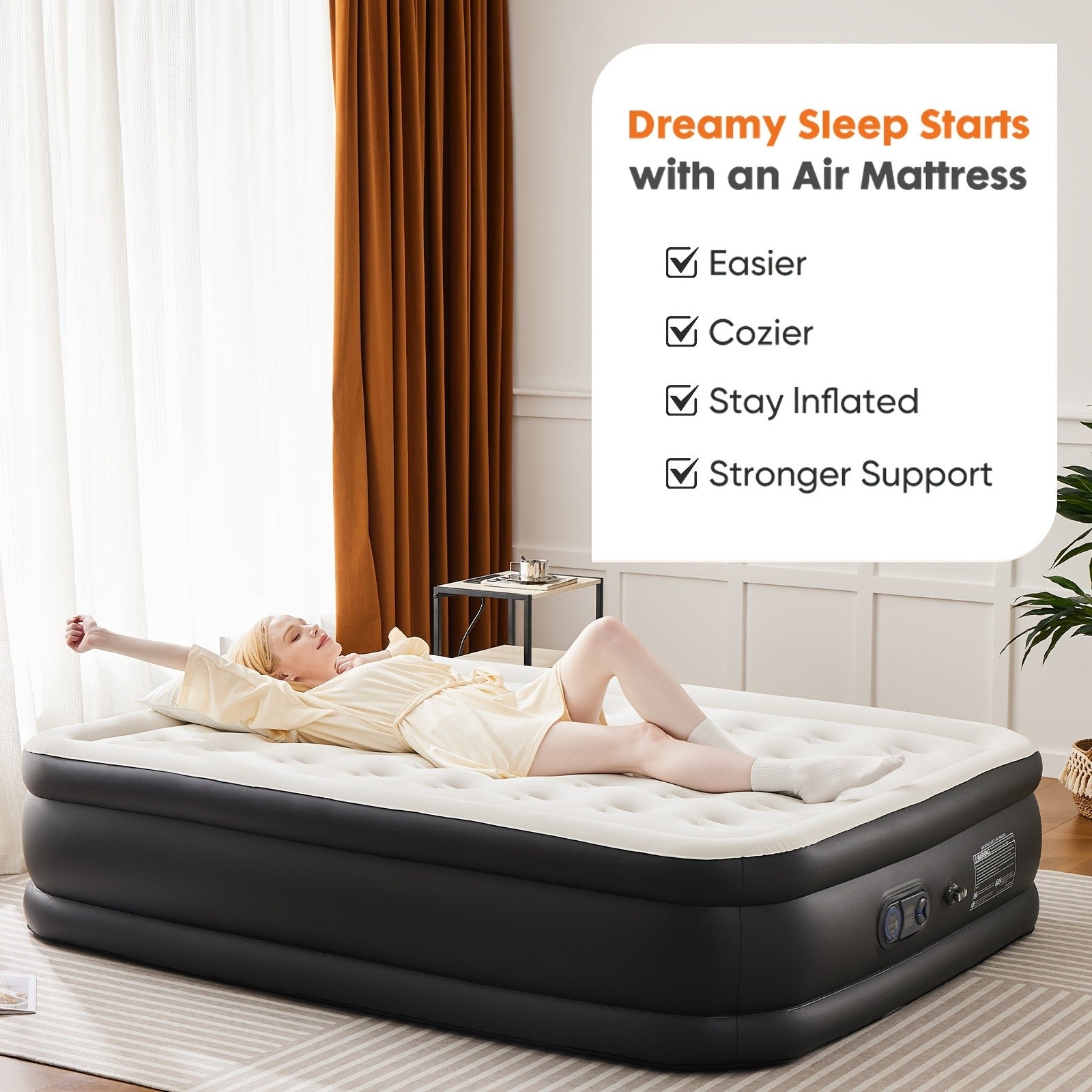 Air Mattress with Built-In Pump 660 Lbs – Inflatable Airbed 16/18/21 Inch Thick, Non-Slip Double Height, Twin & Queen for Camping, Home Guest Bed & Travel