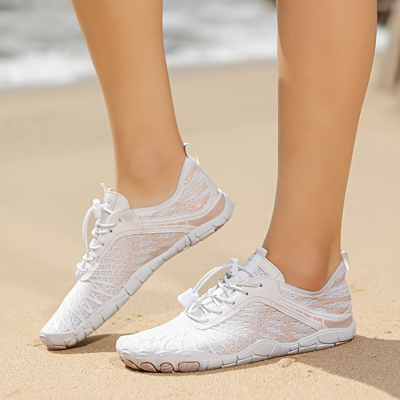 Women's Barefoot Shoes Wide Toe Box Non-Slip Breathable Lightweight - Water Shoes for Beach Pool Swim Hiking Walking, Sizes US 6-11, White Black Pink
