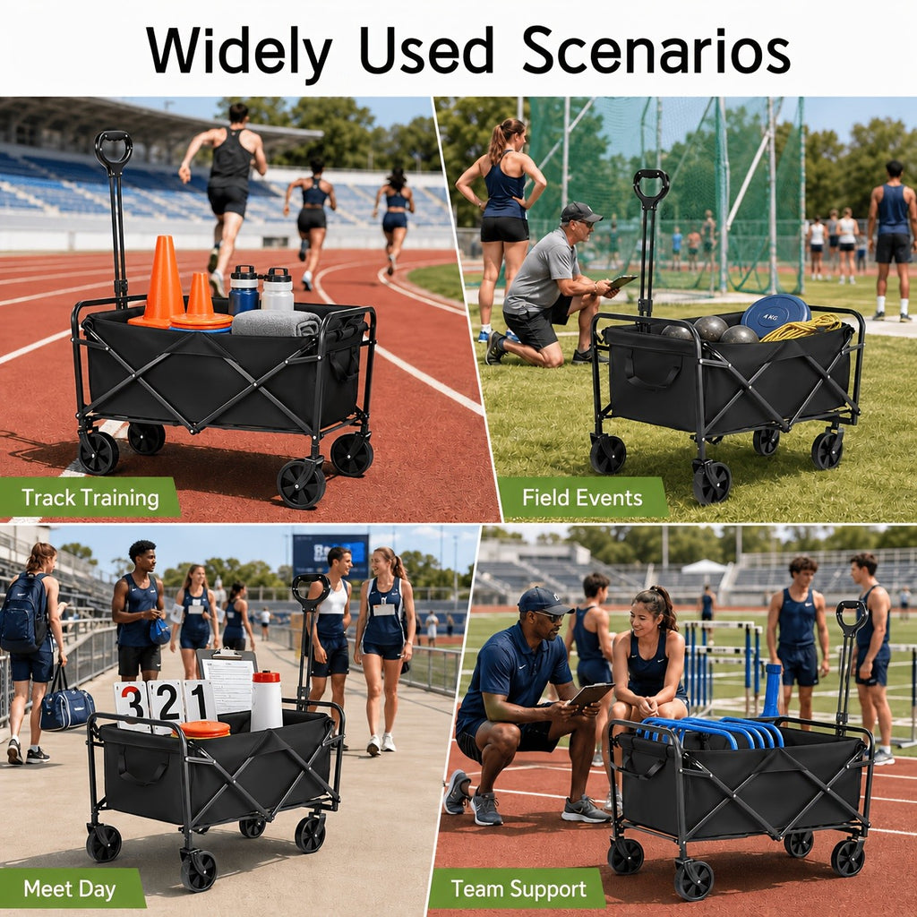 Heavy-Duty All-Terrain Folding Wagon Cart - 220/330/450LBS Capacity, Iron Frame & 800D Oxford Fabric, No Assembly Required for Camping, Beach, Garden & Sports (3 Colors)