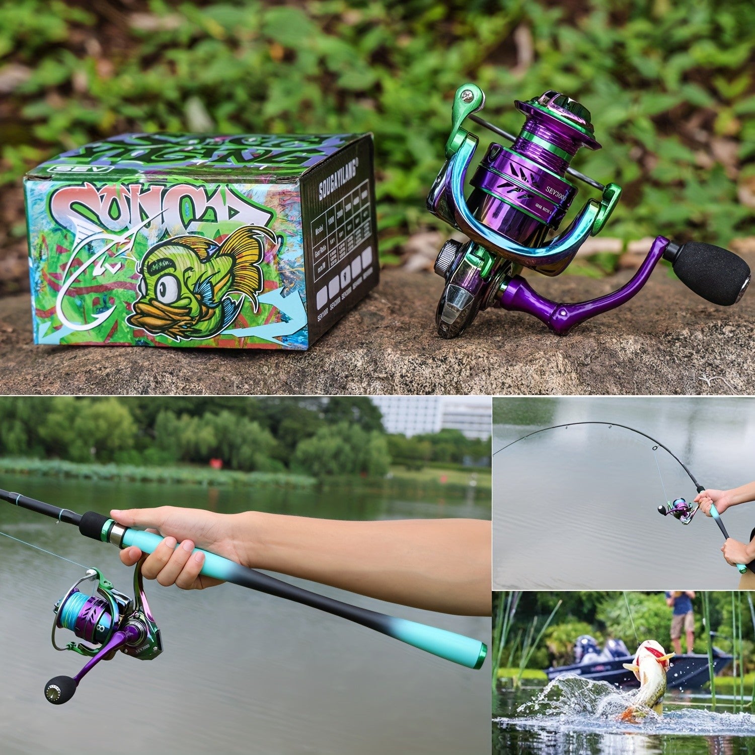 Stainless Steel Spinning Fishing Reel 5.0:1 4.7:1 Gear Ratio Screw-In Handle Lightweight Smooth for Freshwater Saltwater Sizes 1000 2000 3000 4000 5000