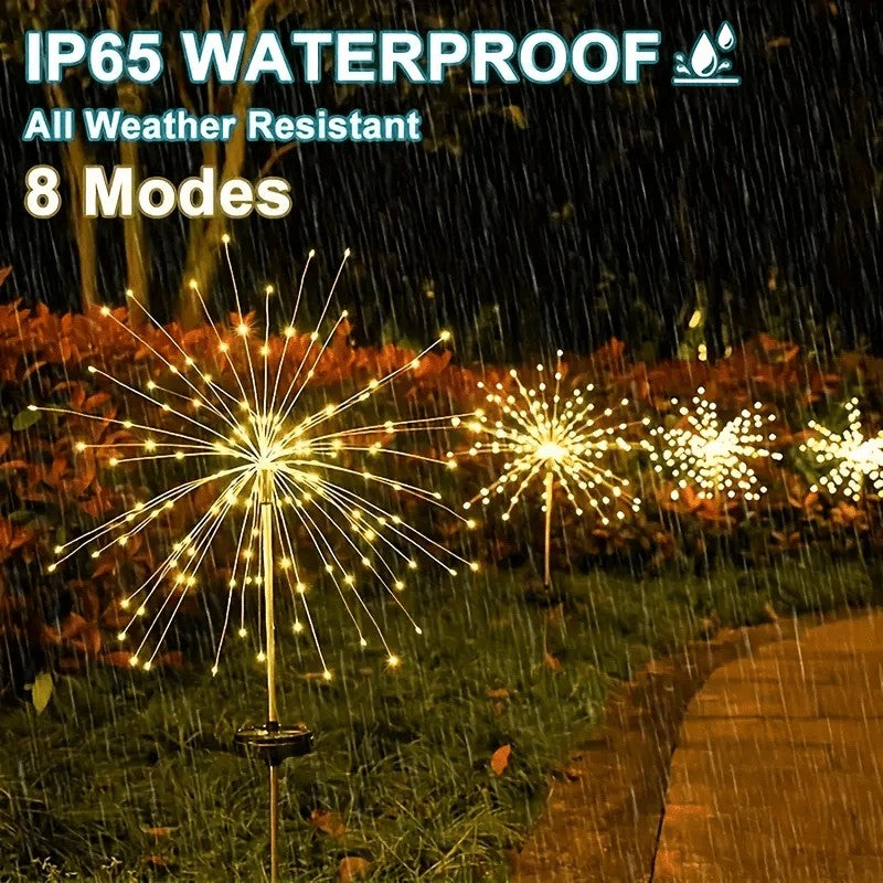 Solar Firework Lights DIY Copper Wire 4-Pack – 240 LED, IP65 Waterproof, 8 Modes, Flexible Shape Design for Garden, Lawn, Patio & Pathway | Christmas, Halloween & Thanksgiving Decor