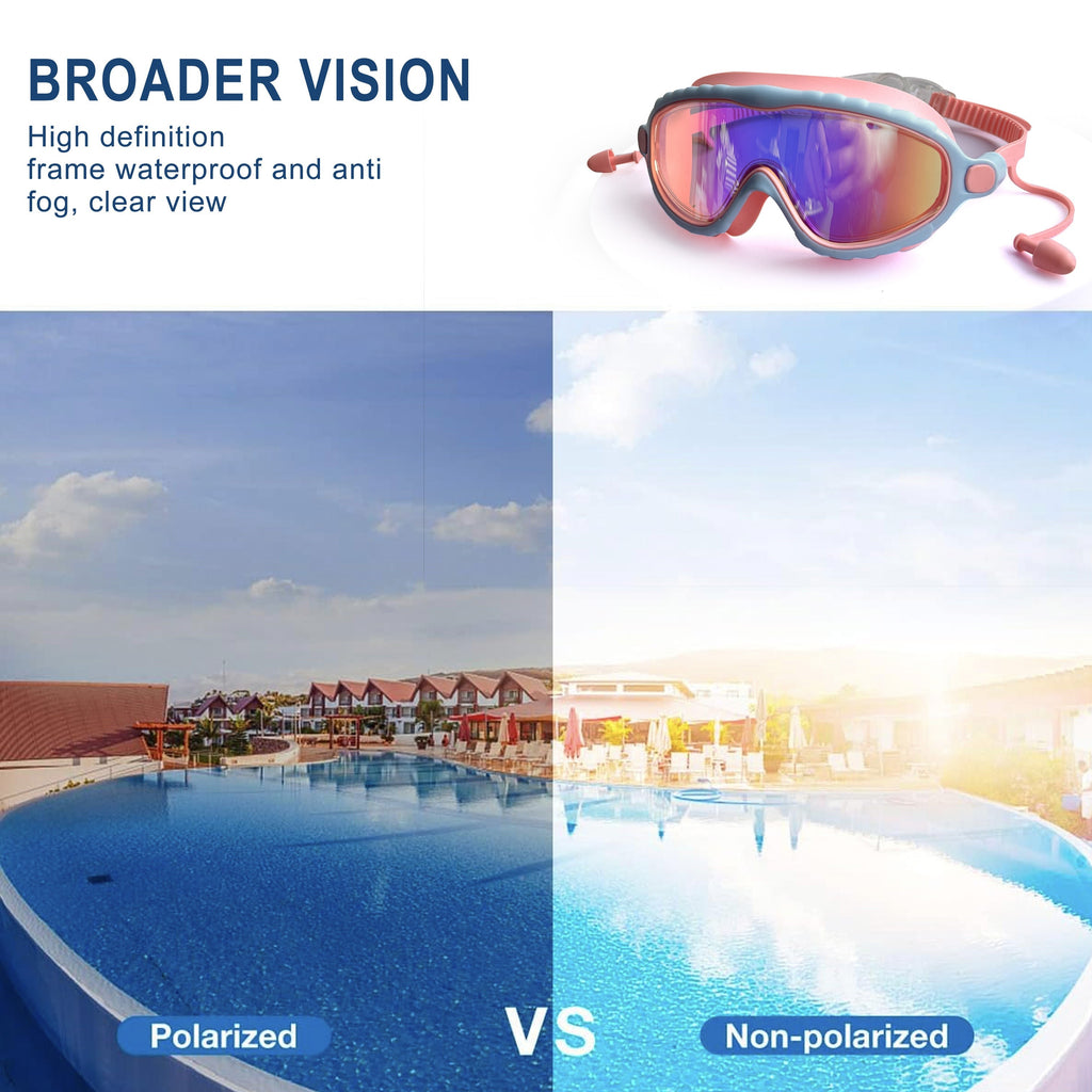 Kids Swim Goggles Anti-Fog Large Lens with Earplugs Waterproof Leak-Proof Swimming Goggles for Children Ages 3-14 Boys Girls Pool Beach Gift