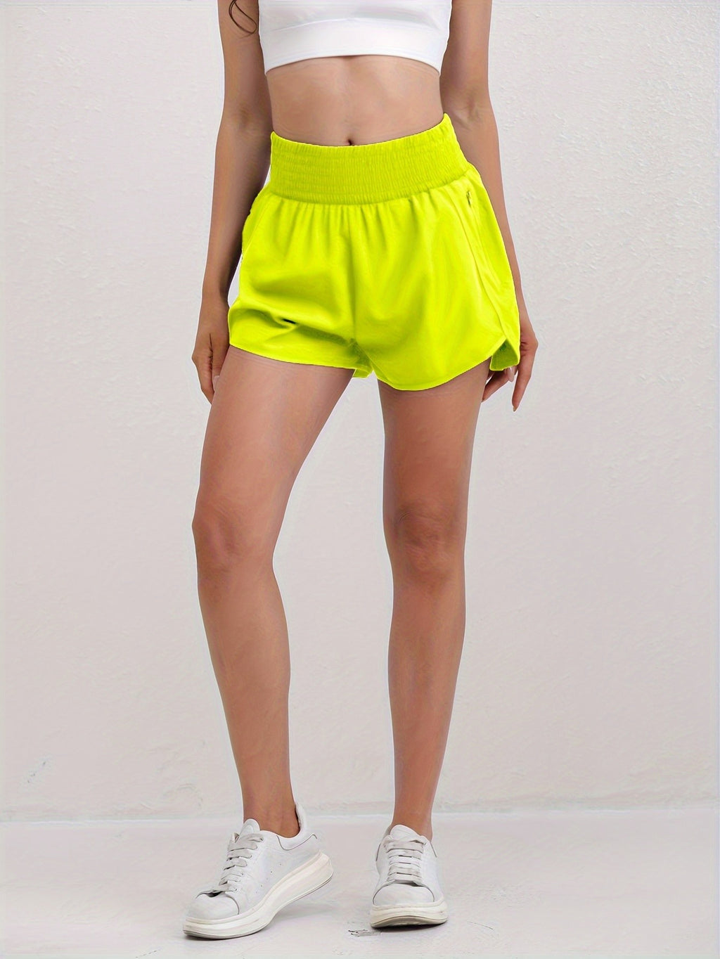 Women's High-Waisted Running Shorts with Pockets – Quick-Dry Elastic Workout Gym Shorts, No Transparency, Slant Pockets, 7 Colors, Sizes S-XXL for Running Yoga Hiking Gym