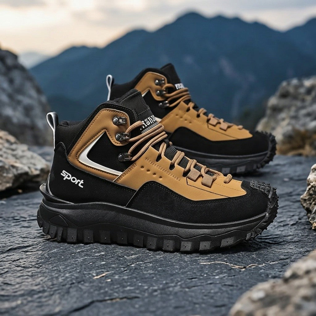 Men's Walking Shoes Color Block Anti-Slip Wear-Resistant PU Upper - Lightweight Casual Street Sport Sneakers for Outdoor Travel, Sizes US 7-12.5