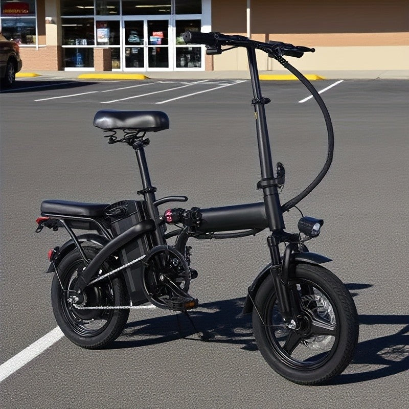 14 Inch Foldable Electric Bicycle for Adults 19MPH 48V Lithium Battery 18-28 Mile Range 330 LB Capacity Portable Folding E-Bike for Urban Commuting Outdoor Cycling - Optional Lock Phone Holder Basket