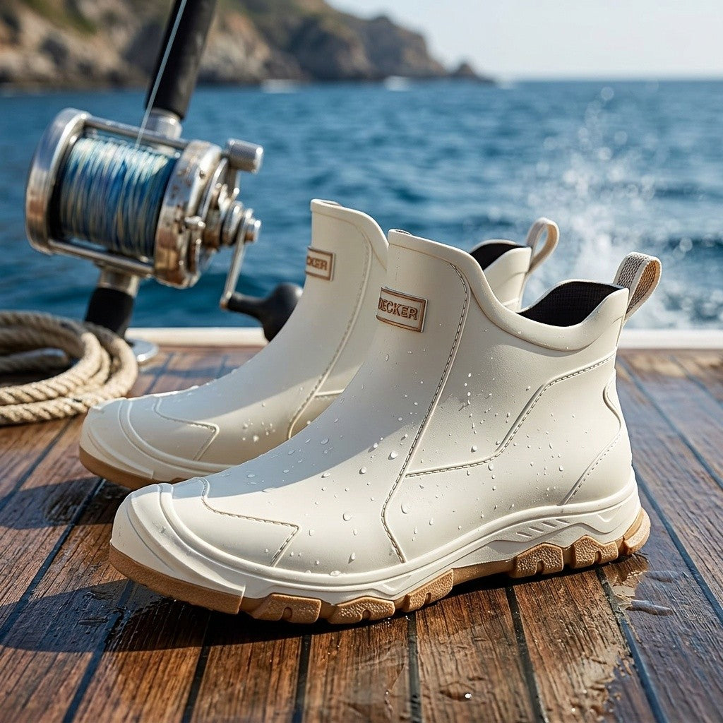 Neoprene Deck Boots for Women Non-Slip – High Traction Rubber Sole, Waterproof Ankle Boots for Fishing, Boating, Sailing & Outdoor, Saltwater Ready, Sizes 5.5–11, Black, Beige & Red