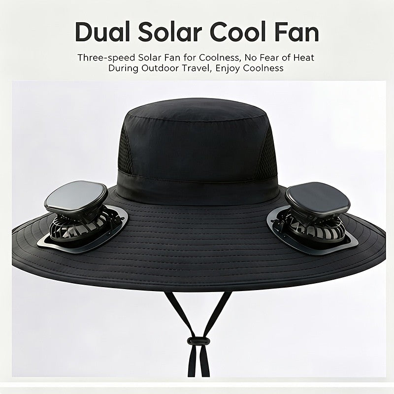 Solar Powered Fan Hat Wide Brim UV Protection with Built-In Fan USB Charging Lightweight Outdoor Sun Hat for Fishing Hiking Camping Men Women