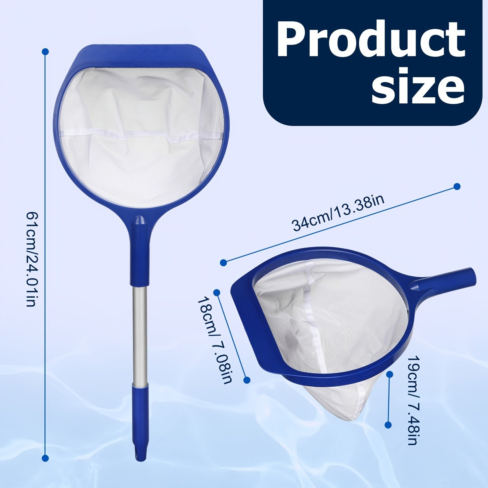 Pool Skimmer Net Fine Mesh 17 Inch Deep Bag Leaf Rake – Debris Removal for Swimming Pool Cleaning Leaves Algae Dirt Fits Standard Telescopic Pole Above Ground In-Ground