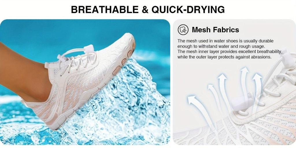 Women's Barefoot Shoes Wide Toe Box Non-Slip Breathable Lightweight - Water Shoes for Beach Pool Swim Hiking Walking, Sizes US 6-11, White Black Pink