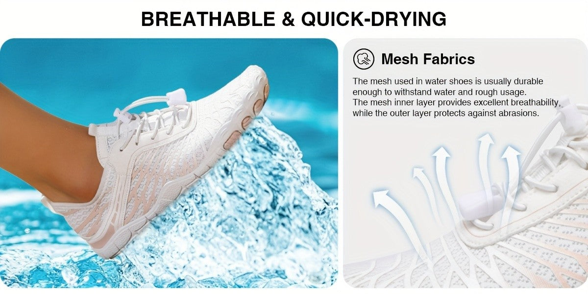 Women's Barefoot Shoes Wide Toe Box Non-Slip Breathable Lightweight - Water Shoes for Beach Pool Swim Hiking Walking, Sizes US 6-11, White Black Pink