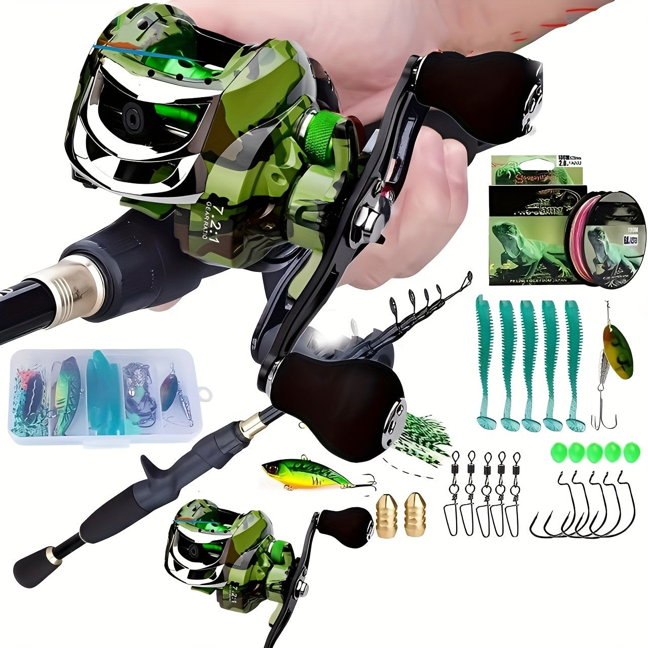 Metal Baitcasting Fishing Reel – High-Efficiency Strong Drag & Bearings Left or Right Hand for Freshwater Saltwater Bass Fishing