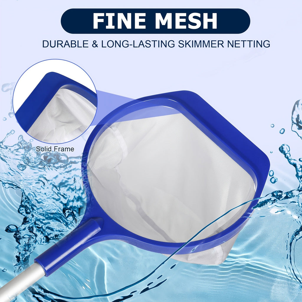 Pool Skimmer Net Fine Mesh 17 Inch Deep Bag Leaf Rake – Debris Removal for Swimming Pool Cleaning Leaves Algae Dirt Fits Standard Telescopic Pole Above Ground In-Ground