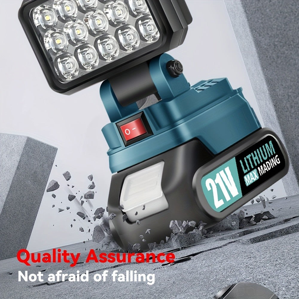 Makita 21V Battery LED Work Light – Portable Camping Lantern & Jobsite Flashlight, IP4X Water Resistant, High Brightness, Emergency Power Outage Light for Hiking & Outdoor Use