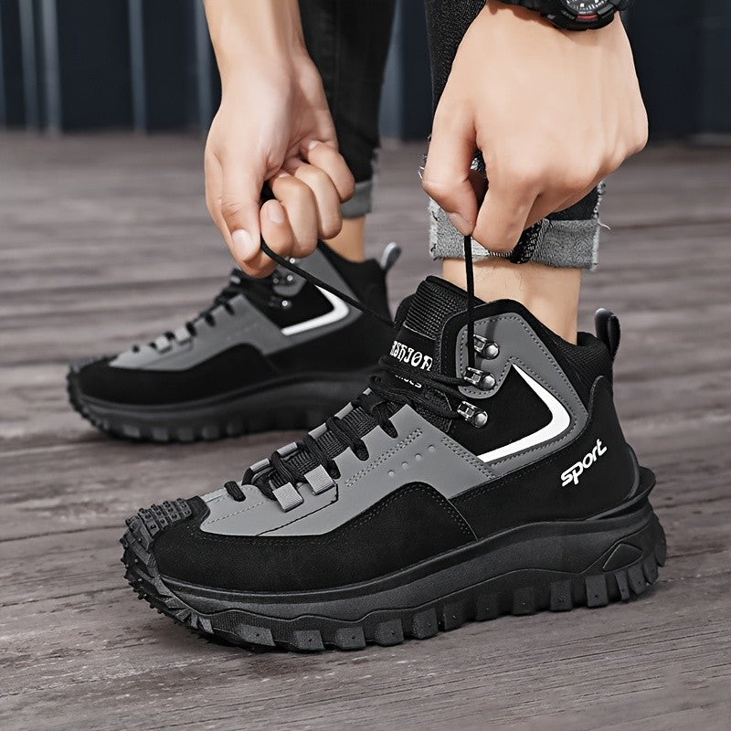 Men's Walking Shoes Color Block Anti-Slip Wear-Resistant PU Upper - Lightweight Casual Street Sport Sneakers for Outdoor Travel, Sizes US 7-12.5