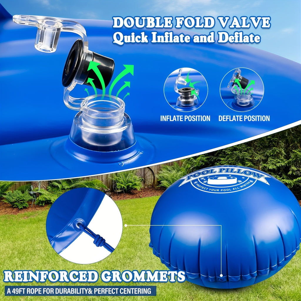 Pool Pillow for Above Ground Pool Winter Cover Air Pillow 0.5mm Thick PVC Cold-Resistant Ice Equalizer with 49.2ft Rope – Winterizing Closing Kit 5FT 6FT 7FT 8FT for Above Ground Pools