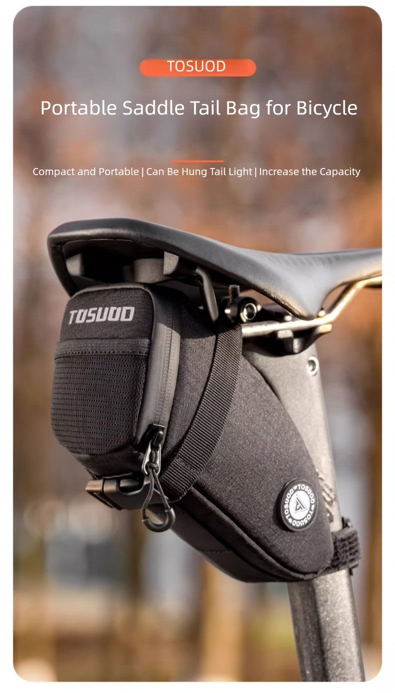 Bike Saddle Bag Large Capacity Waterproof – Reflective Cycling Under Seat Storage Bag for Road & Mountain Bikes with Adjustable Strap