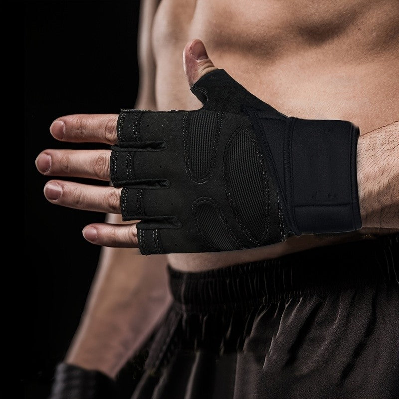 Half Finger Cycling Gloves for Men & Women – Breathable Knit Sports Gloves with Hook-and-Loop Closure for Cycling, Fitness, Hiking & Outdoor Activities
