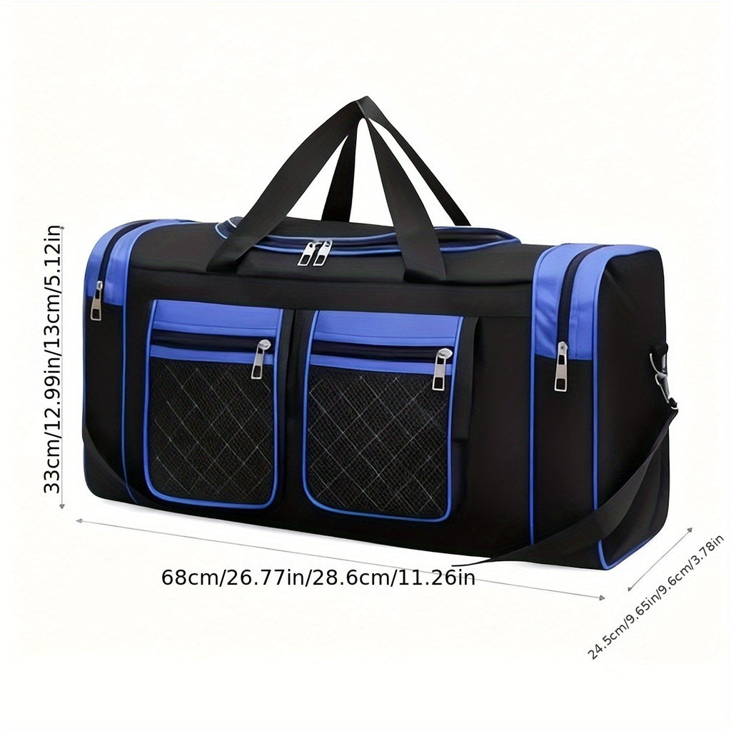 Large Capacity Duffel Bag Heavy Duty – Multi-Pocket Gym Travel Camping Outdoor Bag with Adjustable Strap for Men Women Black Blue Red