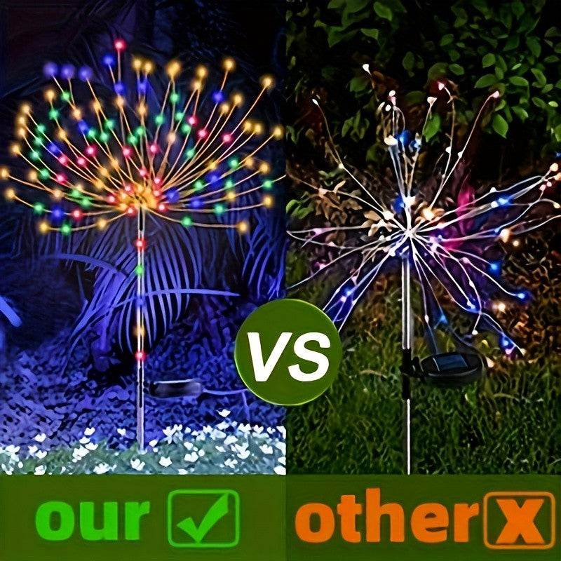 Solar Firework Lights Outdoor 8-Pack – 480 LED, IP65 Waterproof, 8 Lighting Modes, Solar Powered Stake Lights for Garden, Lawn, Pathway & Patio | Christmas, Halloween & Holiday Decor