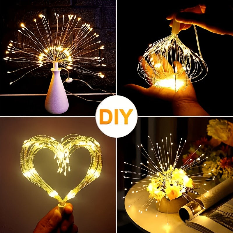 Solar Firework Lights Outdoor 240/360/450 LED Starburst Sphere Hanging Lights - IP65 Waterproof 8 Modes Copper Wire Fairy Lights - Garden Patio Tree Umbrella Tent Decoration Warm White Multicolor