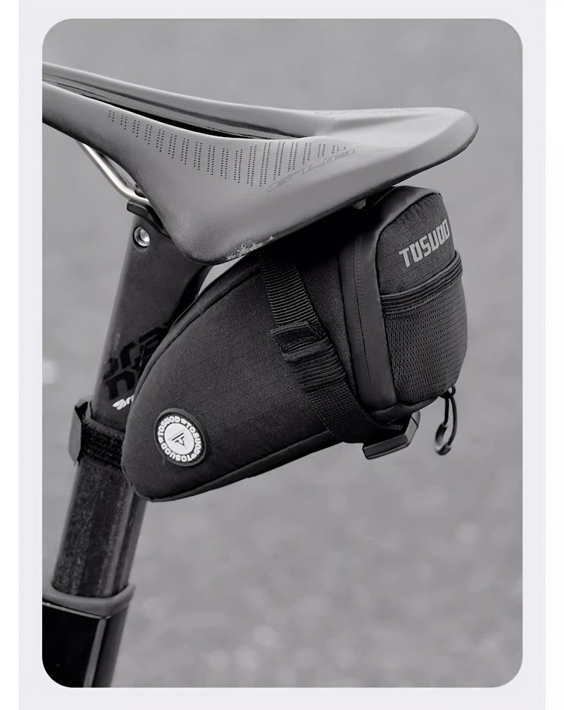 Bike Saddle Bag Large Capacity Waterproof – Reflective Cycling Under Seat Storage Bag for Road & Mountain Bikes with Adjustable Strap