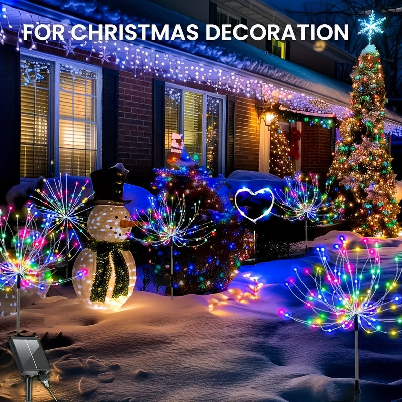 Solar Firework Lights Outdoor 8-Pack – 480 LED, IP65 Waterproof, 8 Lighting Modes, Solar Powered Stake Lights for Garden, Lawn, Pathway & Patio | Christmas, Halloween & Holiday Decor