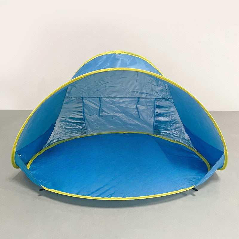 Pop-Up Beach Tent with UV Sun Protection – Portable Quick Setup Sun Shade Shelter for Beach Camping Hiking Travel Family Outings Optional Beach Mat Bundle Blue Pink