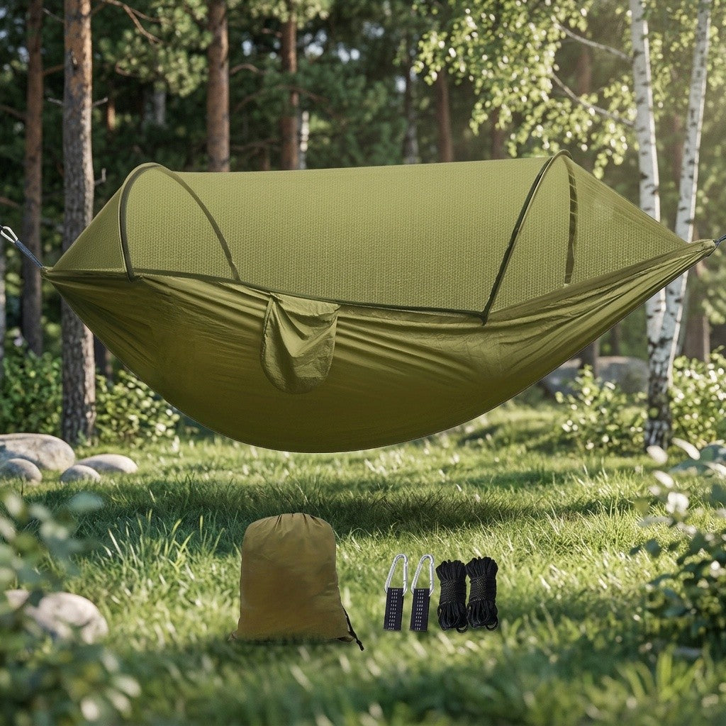 3-in-1 Double Camping Hammock with Mosquito Net and Sun Shade Durable Lightweight Portable for Camping Hiking Backpacking Picnic Garden Patio Park Outdoor Adventures