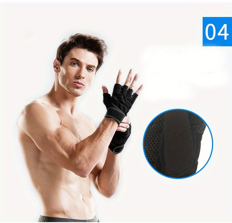Half Finger Cycling Gloves for Men & Women – Breathable Knit Sports Gloves with Hook-and-Loop Closure for Cycling, Fitness, Hiking & Outdoor Activities