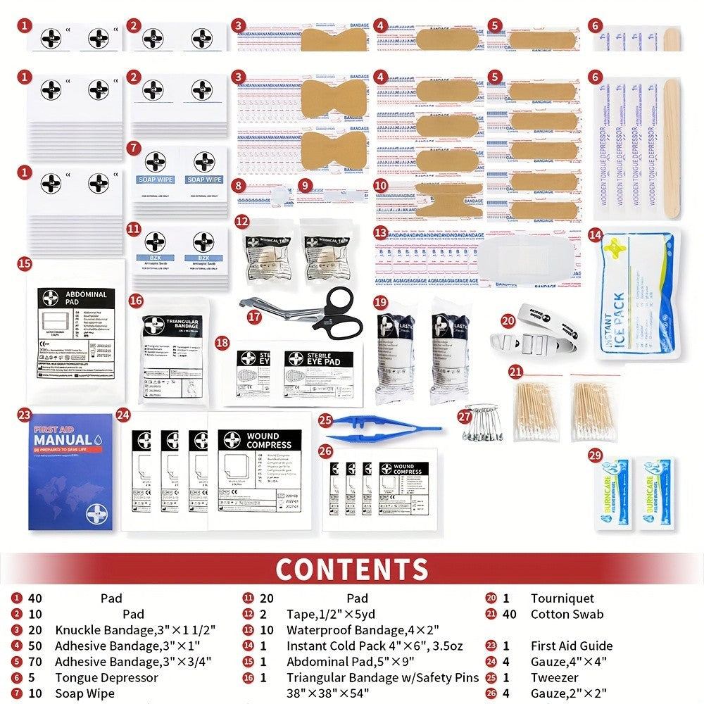 OSHA All-Purpose First Aid Kit – Professional Medical Supplies for Home Office Outdoor Emergency Business, Bandages Gauze Burn Gel Cold Pack Gloves Included