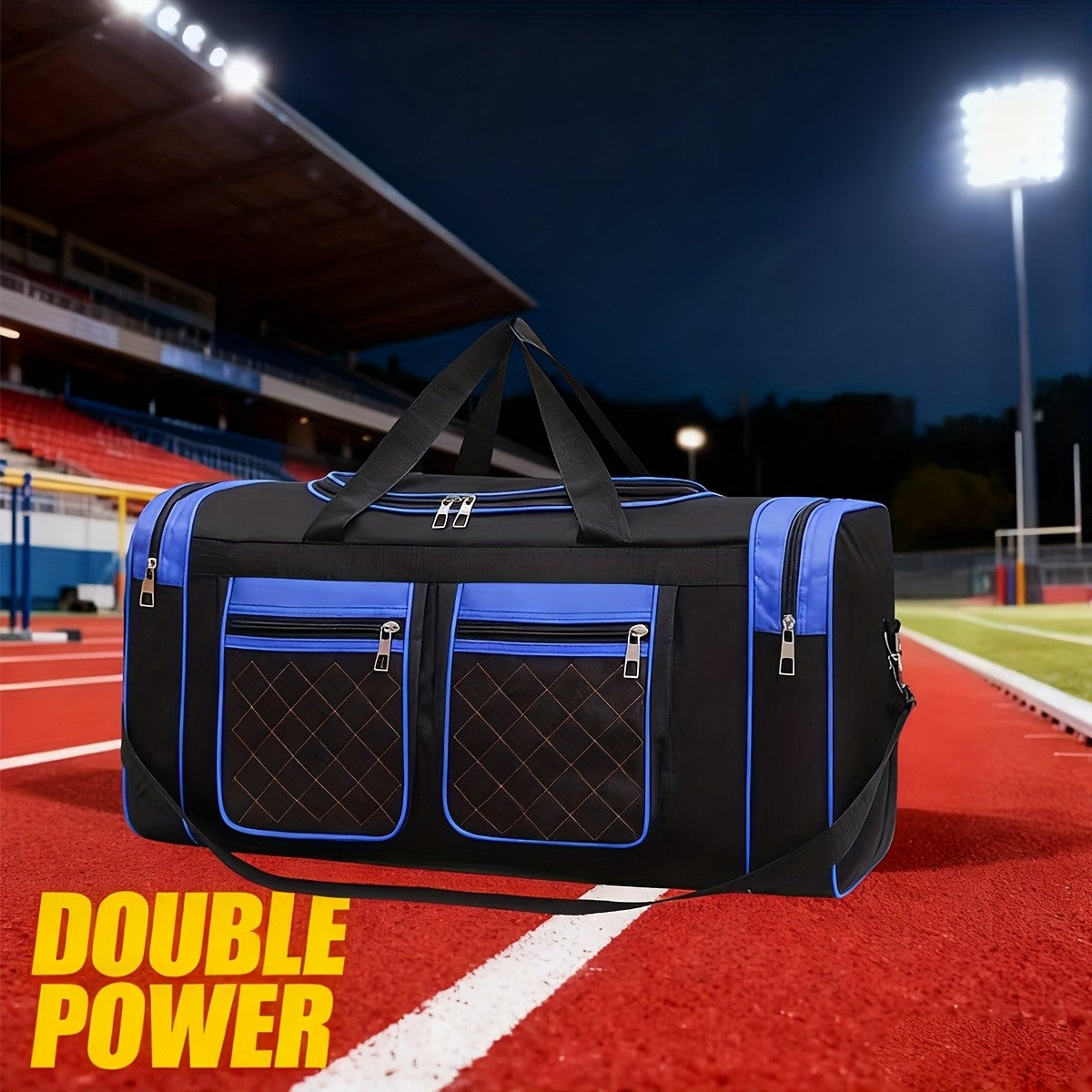Large Capacity Duffel Bag Heavy Duty – Multi-Pocket Gym Travel Camping Outdoor Bag with Adjustable Strap for Men Women Black Blue Red