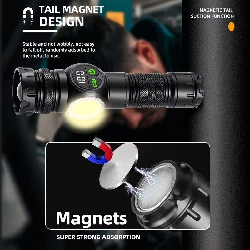 Ultra Bright LED Flashlight 2-Pack High Power COB Side Light USB Fast Charging Zoomable - Multiple Modes for Camping Cycling Fishing Emergency Exploration, Men's Gift