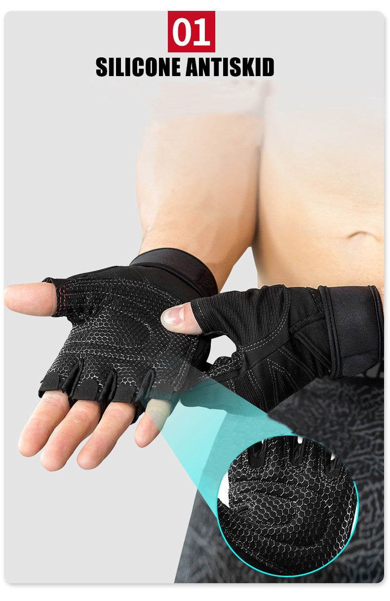 Half Finger Cycling Gloves for Men & Women – Breathable Knit Sports Gloves with Hook-and-Loop Closure for Cycling, Fitness, Hiking & Outdoor Activities