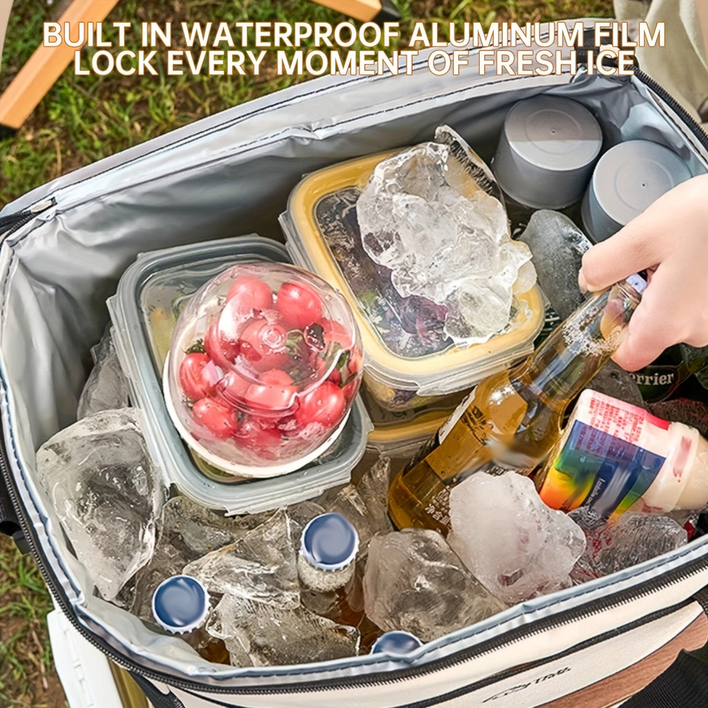 Insulated Cooler Bag Large Capacity Portable Lunch Bag for Camping Hiking Picnic Beach Car Travel Outdoor Food Storage