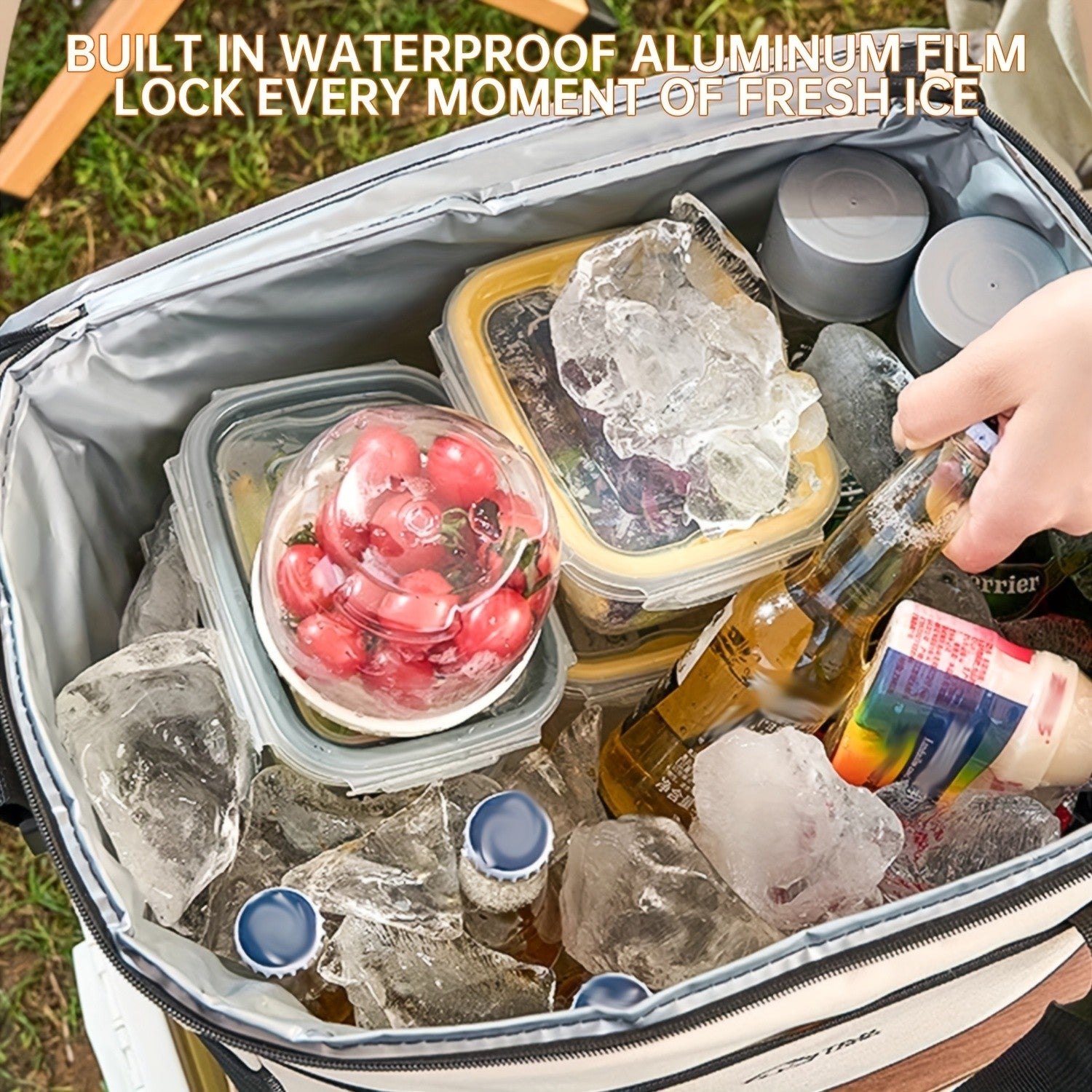 Insulated Cooler Bag Large Capacity Portable Lunch Bag for Camping Hiking Picnic Beach Car Travel Outdoor Food Storage