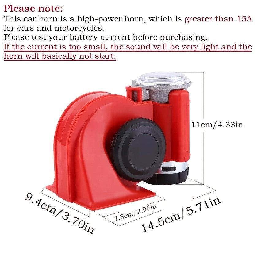 Air Horn Kit 12V 24V Ultra Loud 105-137dB Dual Trumpet Horn with Air Compressor for Truck SUV Motorcycle Boat Train Car Pickup Aluminum Alloy Universal