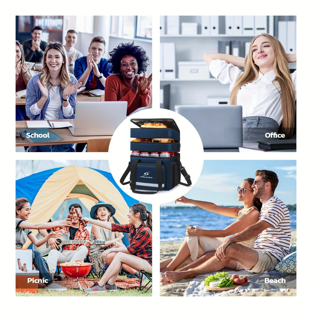 Large Insulated Lunch Bag Triple Compartment 5 Gallon Leakproof – Professional Cooler Tote with Shoulder Strap for Men Women Work Office Camping