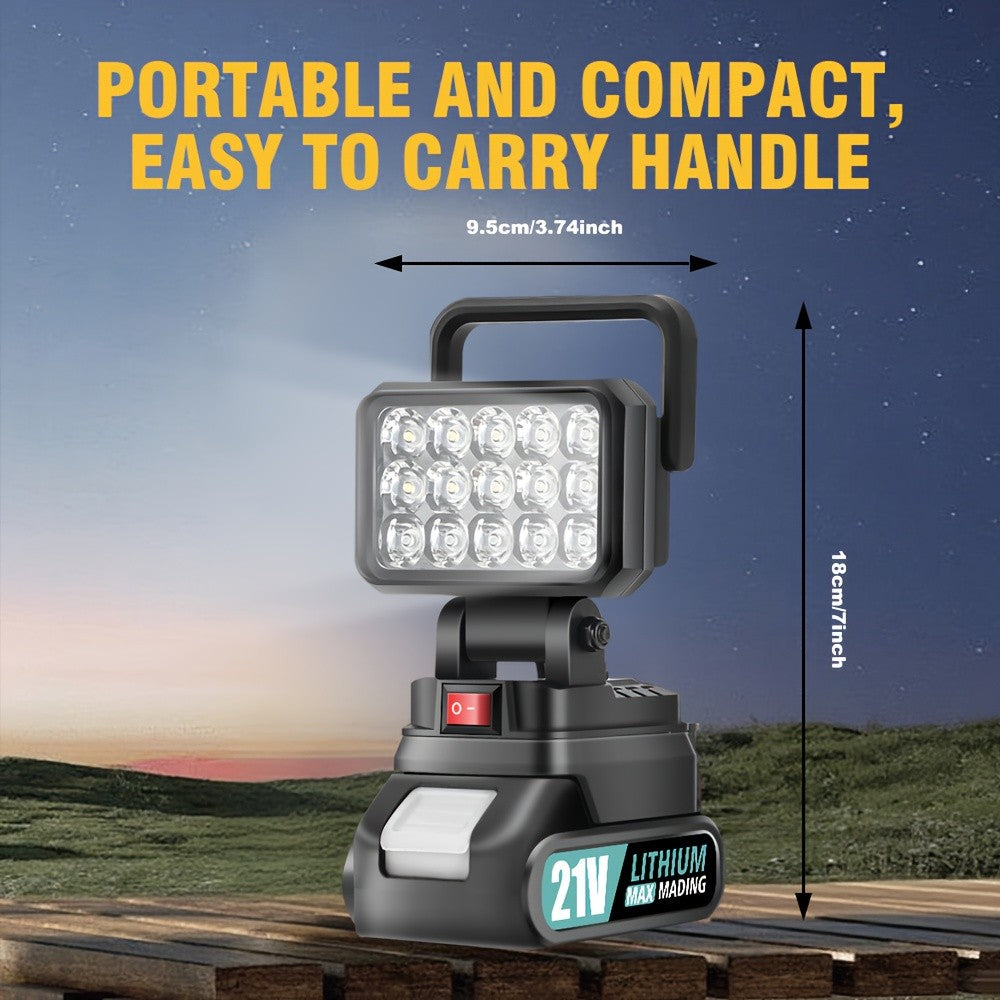 Makita 21V Battery LED Work Light – Portable Camping Lantern & Jobsite Flashlight, IP4X Water Resistant, High Brightness, Emergency Power Outage Light for Hiking & Outdoor Use