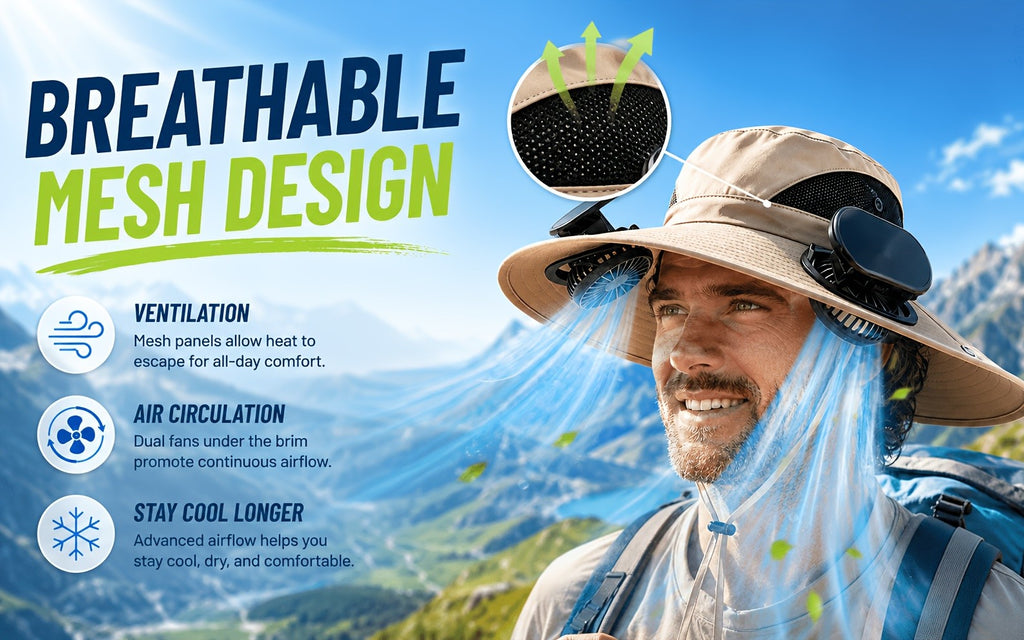 Solar Fan Hat with Dual Cooling Fans Wide Brim Sun Hat for Men Women Adjustable Wind Speed Breathable Outdoor Hat for Farming Gardening Hiking Summer Work
