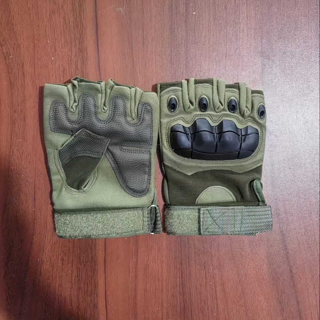 Tactical Half Finger Gloves for Men with Knuckle Protection Touchscreen Compatible Anti-Slip Palm for Combat Training Climbing Cycling Hiking Army Green Sand Black One Size