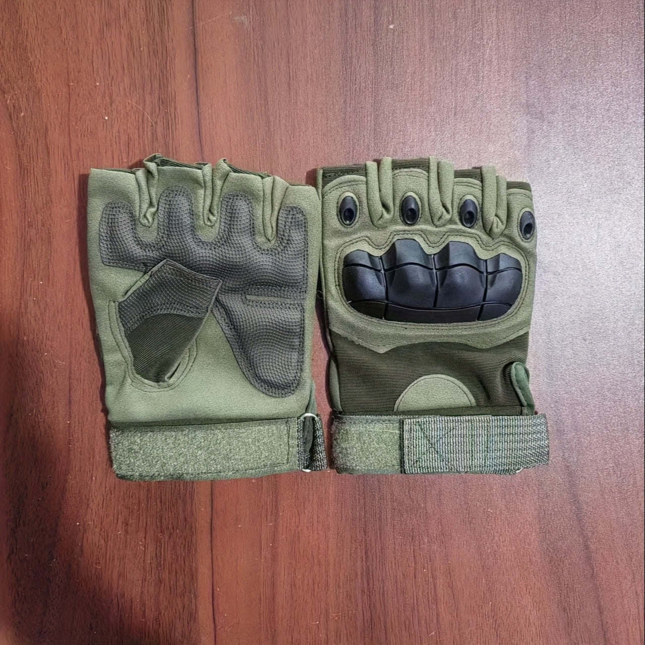Tactical Half Finger Gloves for Men with Knuckle Protection Touchscreen Compatible Anti-Slip Palm for Combat Training Climbing Cycling Hiking Army Green Sand Black One Size