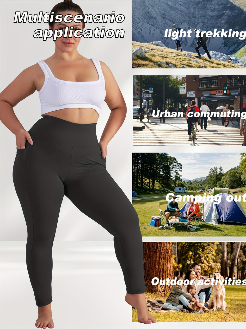 Women's Plus Size Yoga Pants with Pockets – Warm Thermal Leggings, High Elasticity, Tight-Fit Sports Base Layer for Fall & Winter, 1XL-5XL