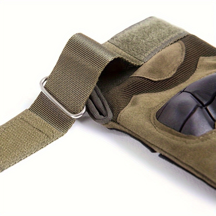 Tactical Half Finger Gloves for Men with Knuckle Protection Touchscreen Compatible Anti-Slip Palm for Combat Training Climbing Cycling Hiking Army Green Sand Black One Size