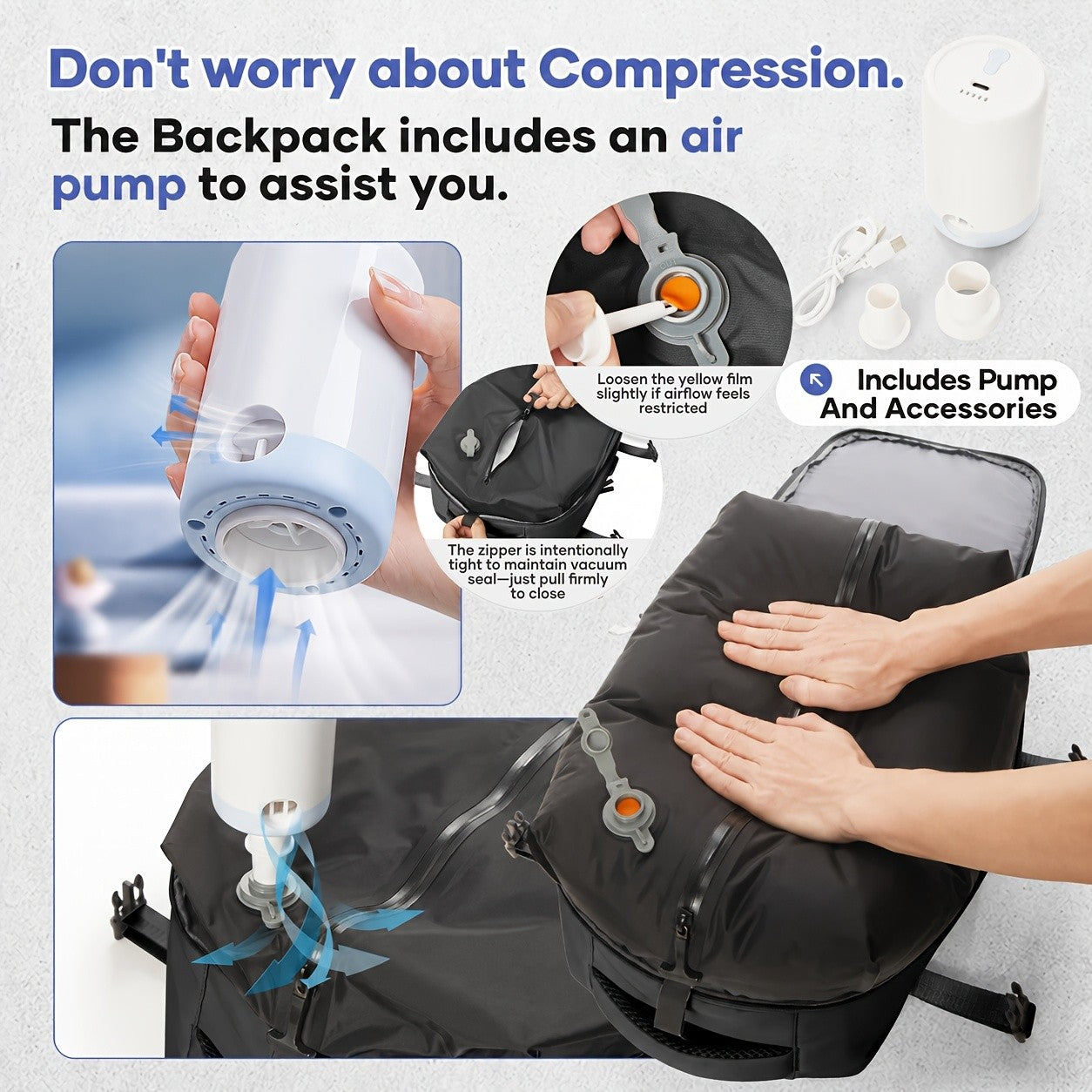Vacuum Seal Compression Backpack with Air Pump – Expandable Large Capacity Travel Laptop Bag Space Saver Oxford Cloth Carry-On for Men Women Hiking Commuting Weekend Trip Peacock Blue Green Black