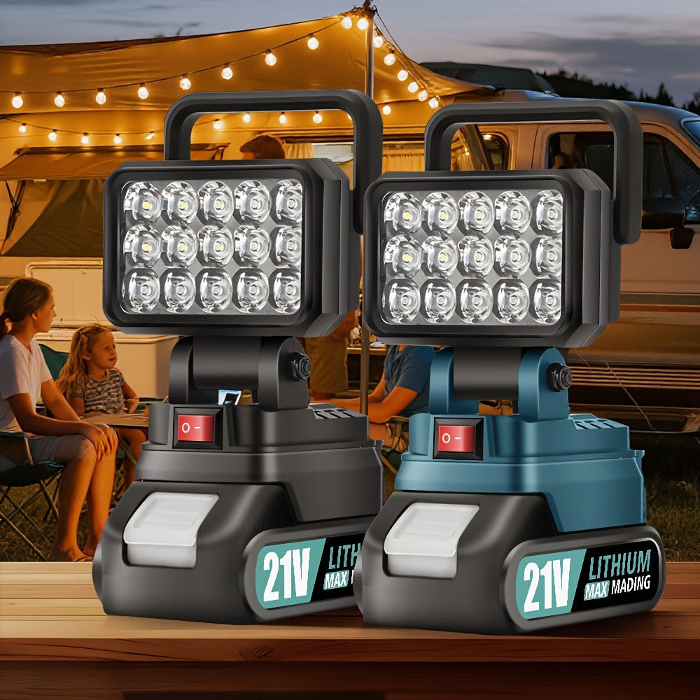 Makita 21V Battery LED Work Light – Portable Camping Lantern & Jobsite Flashlight, IP4X Water Resistant, High Brightness, Emergency Power Outage Light for Hiking & Outdoor Use