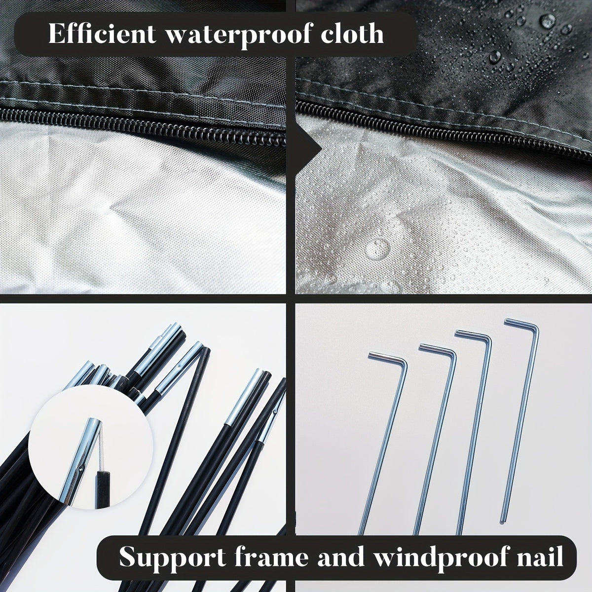 Portable Folding Bicycle Storage Tent Shed – Fits 2-3 Bikes Waterproof 210D Oxford Cloth with Fiberglass Poles for Home Garden Outdoor Bike & Motorcycle Storage